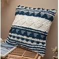 thumbnail image 1 of Fennco Styles Handmade Geometric Cotton Blend Decorative Throw Pillow Cover 18" W x 18" L - Blue Woven Pillow Case for Home, Couch, Bedroom, Office and Boho Décor, 1 of 5