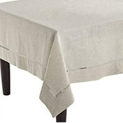 Fennco Styles Handmade Hemstitch Design Natural Tablecloth 65W x 180L