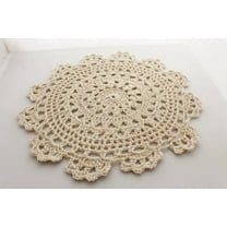 Fennco Styles Handmade Medallion Crochet Lace Cotton Traycloths/Doilies. 14 Inch Round. Beige Color. Set of 4.