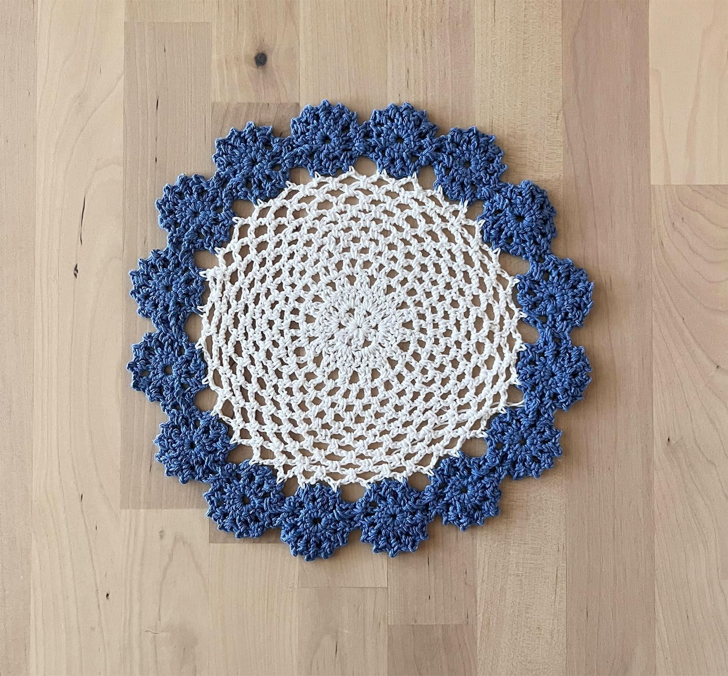 Fennco Styles Handmade Two-Tone Floral Crochet Tray Doilies, 9