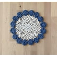 thumbnail image 1 of Fennco Styles Handmade Two-Tone Floral Crochet Tray Doilies, 9" Round, 1-Piece - Carolina Blue Cloth Placemats for Everyday Use, Holidays, Home Décor, Cocktail Party, Tea Party, Special Occasion, 1 of 3