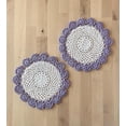 thumbnail image 1 of Fennco Styles Handmade Two-Tone Floral Crochet Tray Doilies, 9" Round, 2-Piece - Lilac Purple Cloth Placemats for Everyday Use, Holidays, Home Décor, Cocktail Party, Tea Party, Special Occasion, 1 of 2