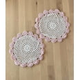 thumbnail image 1 of Fennco Styles Handmade Two-Tone Floral Crochet Tray Doilies, 9" Round, 2-Piece - Pink Cloth Placemats for Everyday Use, Holidays, Home Décor, Cocktail Party, Tea Party, Special Occasion, 1 of 1