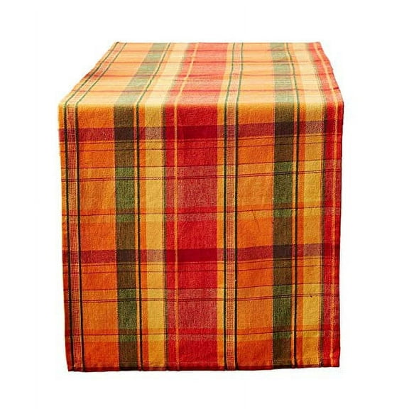 Fennco Styles Harvest Collection Rustic Tartan Design 100% Cotton 16 x 90 Inch Table Runner – Terracotta Table Cover for Thanksgiving Dinner, Family Gathering, Special Events and Home Décor