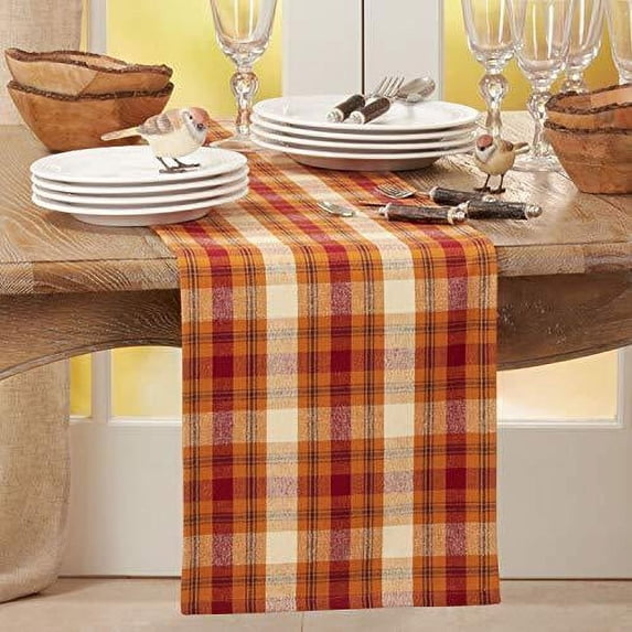 Fennco Styles Harvest Plaid Design 100% Cotton Table Linen