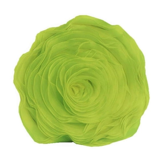 Fennco Styles Hayley Rose Chiffon Flower Decorative Filled Throw Pillow 16-Inch Round - Lime Floral Accent Pillow for Home, Couch, Bedroom, Living Room, Office Décor