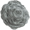 thumbnail image 1 of Fennco Styles Hayley Rose Chiffon Flower Decorative Filled Throw Pillow 16-Inch Round - Silver Floral Accent Pillow for Home, Couch, Bedroom, Living Room, Office Décor, 1 of 2