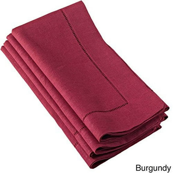 Fennco Styles Hemstitched Dinner Napkin, Set of 4 (burgundy)
