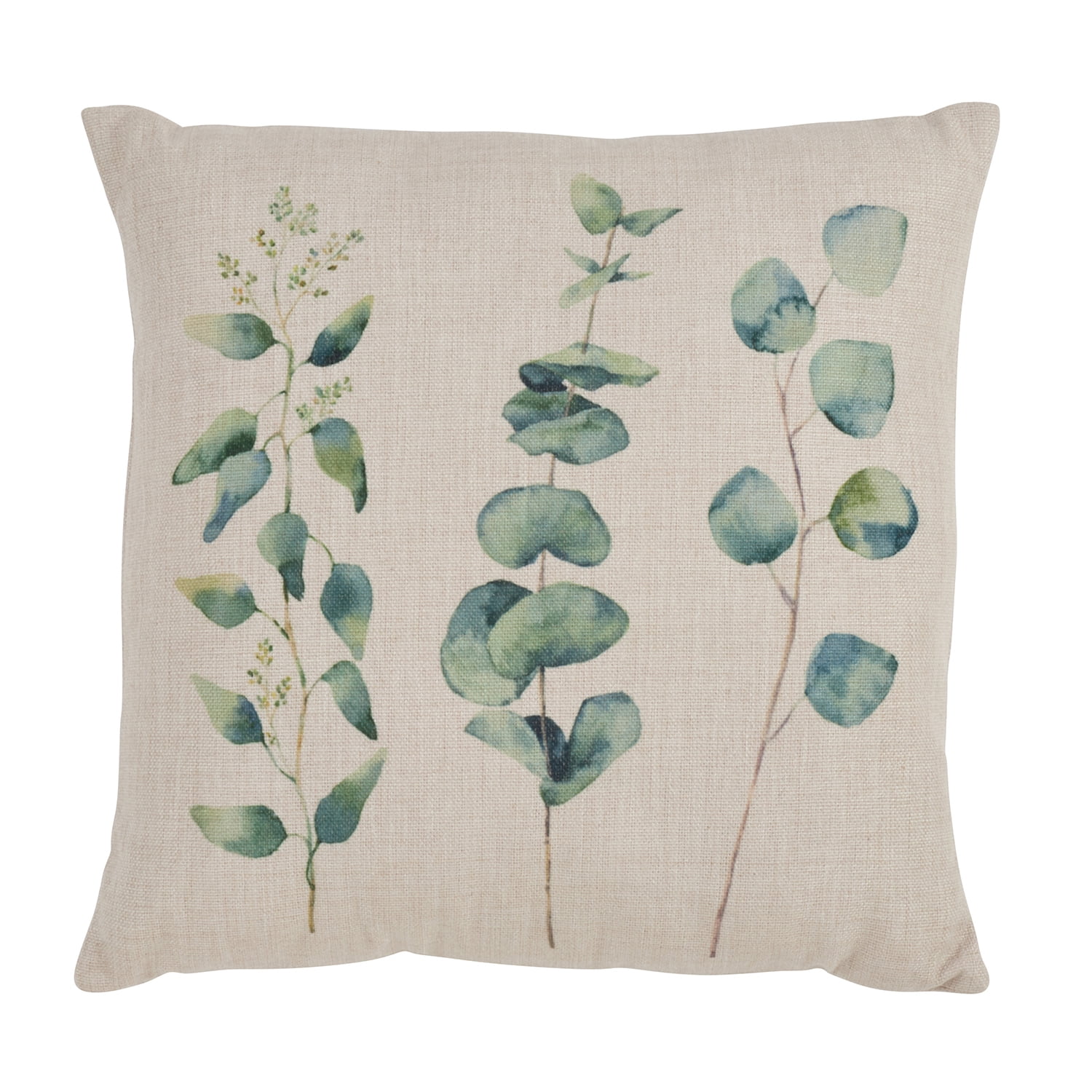 Eucalyptus Print Square Throw Pillow in Natural Tones