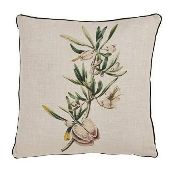 Fennco Styles Heritage Botanical Illustration 18 x 18 Inch Throw Pillows with Case & Insert – Natural Accent Pillows for Couch, Bedroom and Living Room Décor