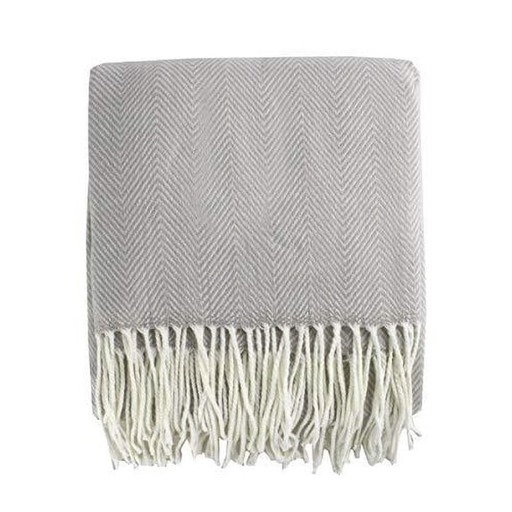 Fennco Styles Herringbone Collection Contemporary Fringed 50 x 60 Inch Throw - Variety Colors Throw Blanket for Couch, Bedroom and Living Room Décor