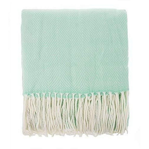 Fennco Styles Herringbone Collection Contemporary Fringed 50 x 60 Inch Throw - Variety Colors Throw Blanket for Couch, Bedroom and Living Room Décor
