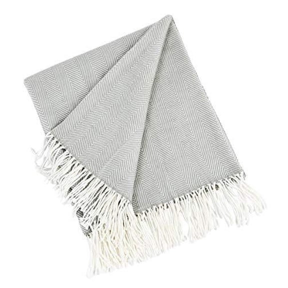 Fennco Styles Herringbone Collection Rustic/Lodge Casual Gray Herringbone Throws, 50" x 60"