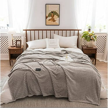 Fennco Styles Herringbone Design Plush Extra Warm and Soft Throw Blanket 59" W x 79" L - Grey Woven Flannel Fleece Large Blanket for Couch, Bedroom, Living Room Décor