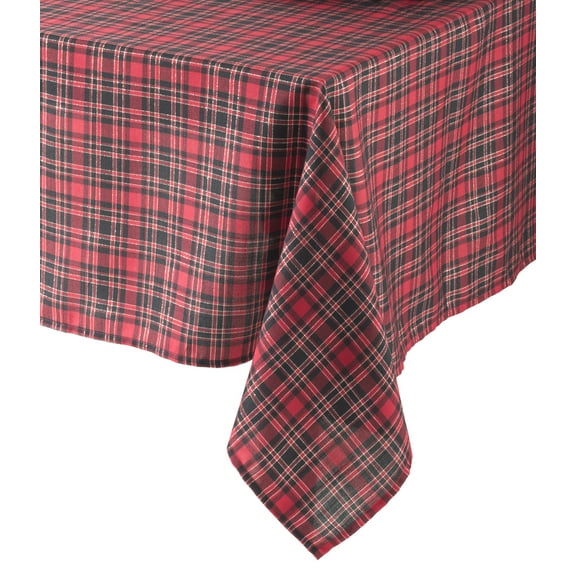 Fennco Styles Highland Holiday Red & Black Plaid Design Tablecloth 65"x104"