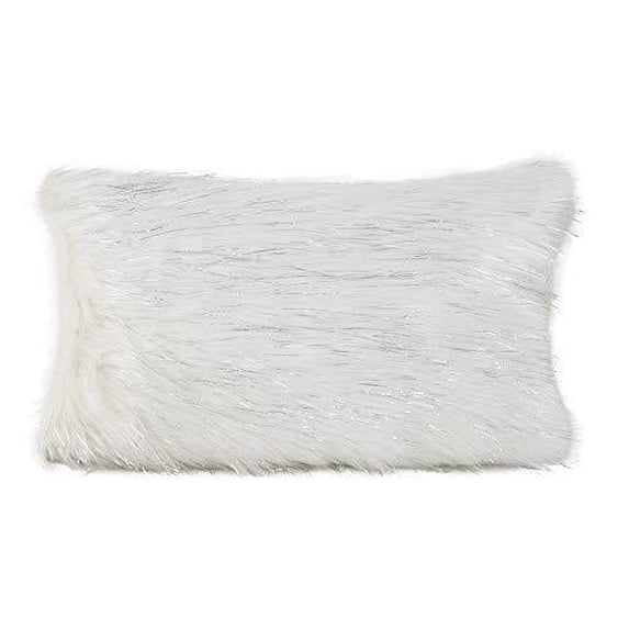 Fennco Styles Holiday Christmas Decorative Exquisite Faux Fur with Silver Metallic Thread Throw Pillow