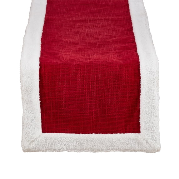 Fennco Styles Holiday Christmas Textured Cotton Down-Filled Throw Pillow with Sherpa Border