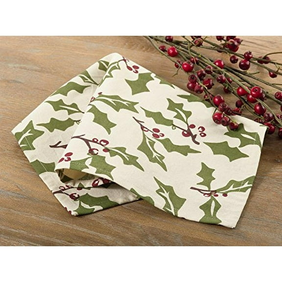 Fennco Styles Holiday Festive Holly Design Table Runner - 16" X 72"