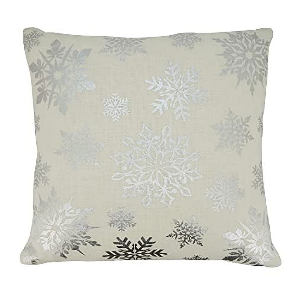 Silver Foil Print Snowflake Cotton Polyester Throw Pillow Cover