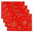 thumbnail image 1 of Fennco Styles Holiday Foil Print Snowflake Placemats 13" W x 19" L, Set of 4 - Red Woven Table Mats for Home Décor, Banquet, Family Gathering, Christmas, Special Occasion, 1 of 4
