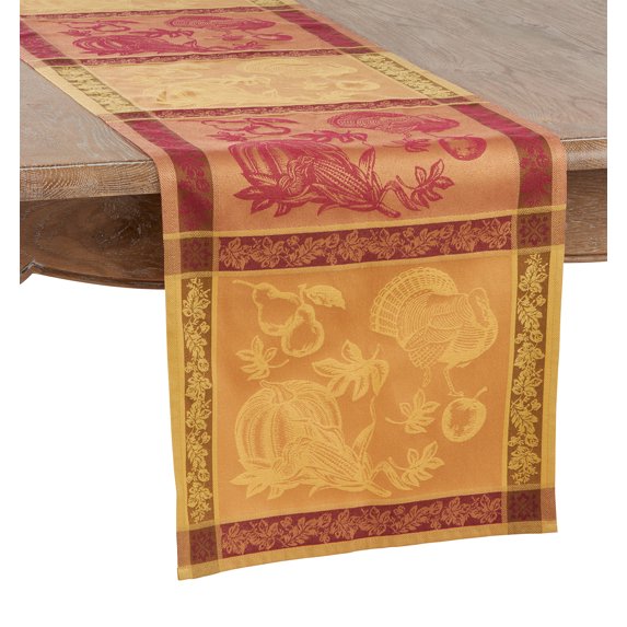 Fennco Styles Holiday Jacquard Warm Thanksgiving Decorative Table Linens (16"X60" Table Runner)
