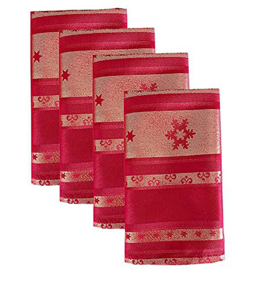 Red Metallic Snowflake Holiday 20" Cloth Napkins, Set of 4
