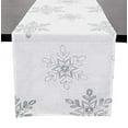 thumbnail image 1 of Fennco Styles Holiday Nivalis Collection Snowflake Design Decorative Table Runner 16"W x 54"L - Silver Table Cover for Home, Dining Table, Christmas Décor, Banquet, Family Gathering, Special Occasion, 1 of 4