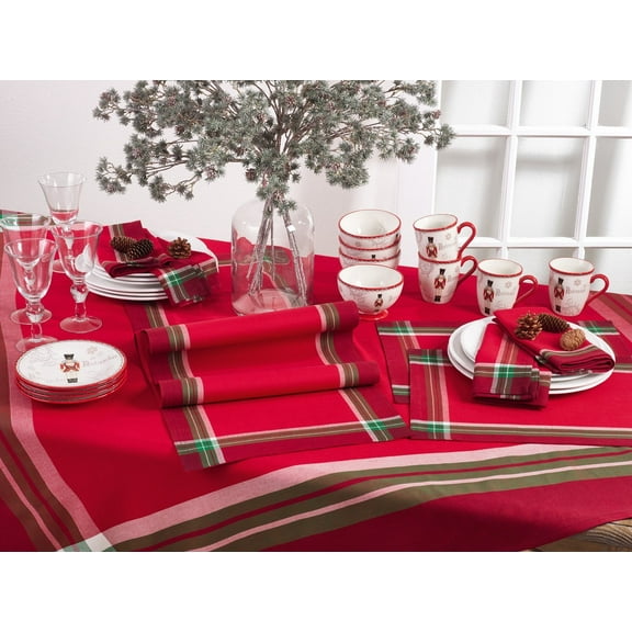 Fennco Styles Holiday Tartan Design Cotton Tablecloth
