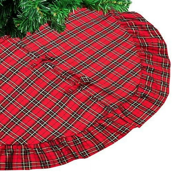 Fennco Styles Holiday Tartan Plaid Dazzle Christmas Decorative Tree Skirt