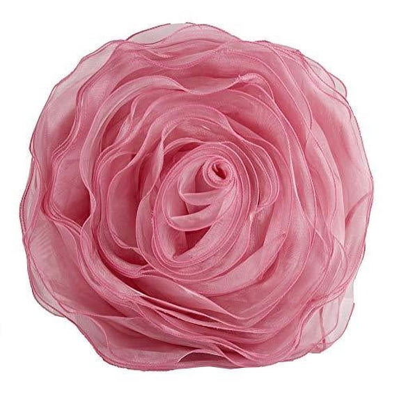 Fennco Styles Home Décor Rose Chiffon Everyday Filled Flower Decorative Throw Pillow, 16-Inch Round, 3 Colors