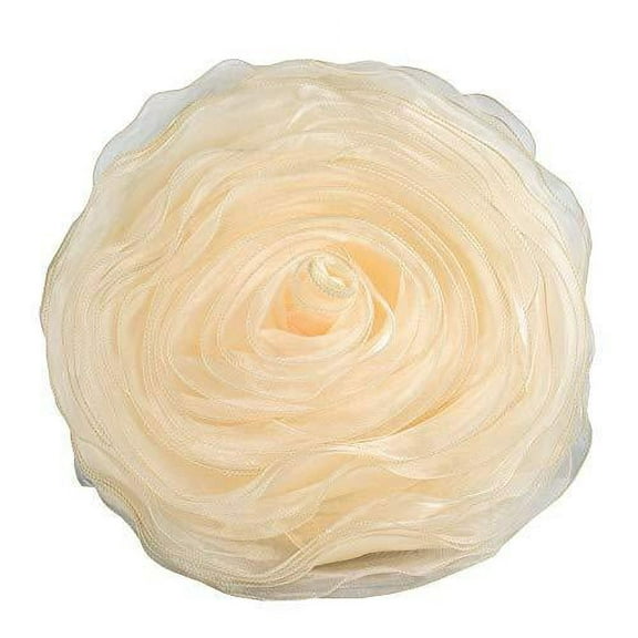 Fennco Styles Home Décor Rose Chiffon Everyday Filled Flower Decorative Throw Pillow, 16-Inch Round, 3 Colors