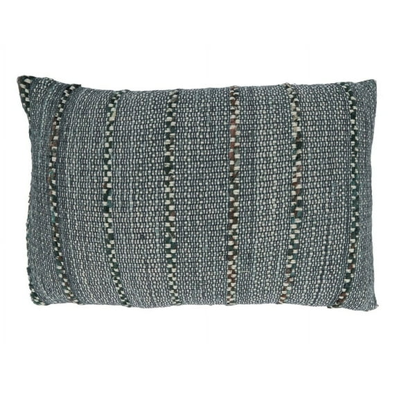 Fennco Styles Homey Striped Decorative Cotton Throw Pillow Cover 16" W x 24" L - Blue Rectangular Cushion Case for Home, Couch, Bedroom, Living Room and Office Décor