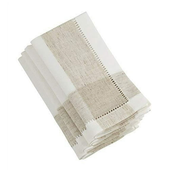 Fennco Styles Hommage BrodÃ© Collection Cottage Floral Embroidery Border Hemstitch Linen Blend Table Linens