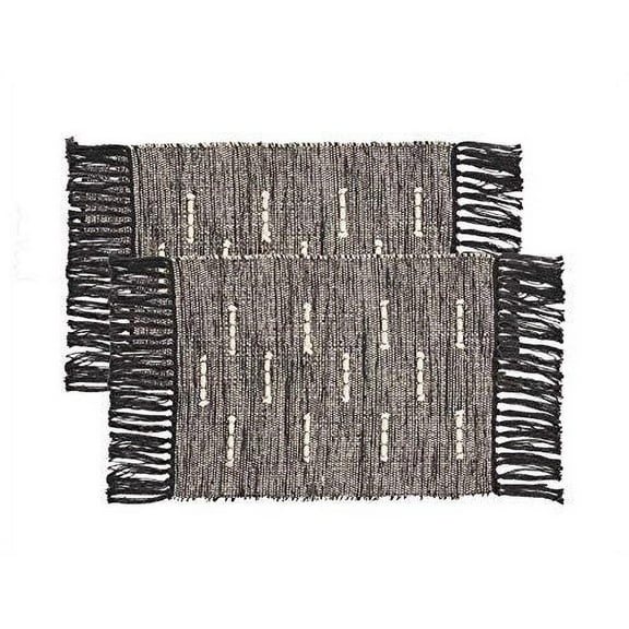 Fennco Styles Hunter Collection Contemporary Tasseled Chindi Embroidered Cord Table Linens