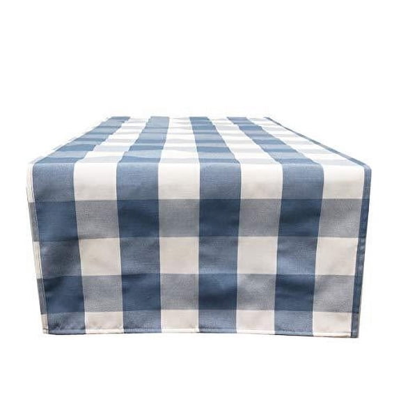 Fennco Styles Indigo Buffalo Check Rustic Table Runner 16" W x 120" L - Handmade in USA