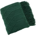 thumbnail image 1 of Fennco Styles Irregular Rhombus Diamond Knit Fringe Throw Blanket 50" W x 60" L – Olive Geometric Woven Blanket for Couch, Bedroom and Living Room Décor, 1 of 5