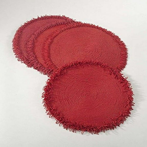Fennco Styles Isla Handmade Glass Beaded Design 15-inch Round Placemat - 1-Piece