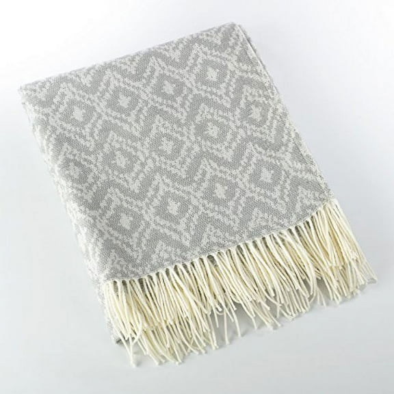Fennco Styles Jacquard Design Throw Blanket - 3 Colors (Grey)