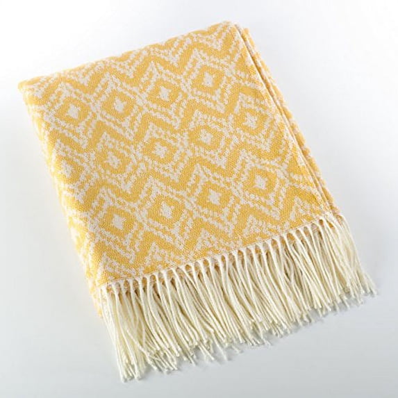 Fennco Styles Jacquard Design Throw Blanket - 3 Colors (Saffron)