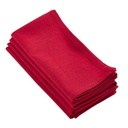 Fennco Styles Juliana Collection Solid Design Cotton Dinner Napkins 20" Square - Set of 4 (Red)