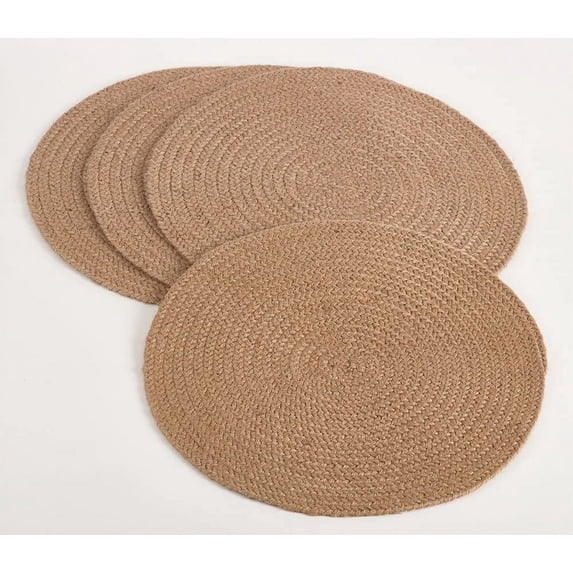 Fennco Styles Jute Natural Design 15-inch Round Placemat - Set of 4