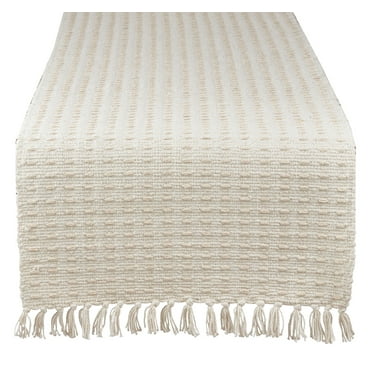 Fennco Styles Kensrue Collection Rustic Dashed Woven Cotton 16 x 72 Inch Table Runner â€“ Natural