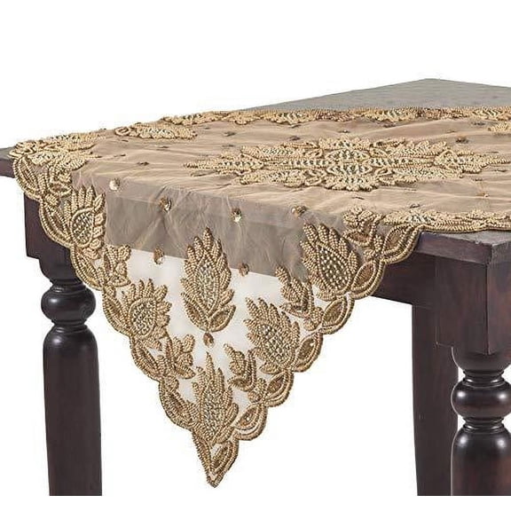 Fennco Styles Lakshmi Collection Elegant Hand Beaded Table Topper