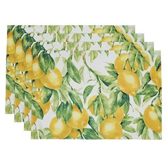 Fennco Styles Lemon Printed Design Placemats 13 x 19 Inch, Set of 4 for Home Décor, Banquets and Special Occasions