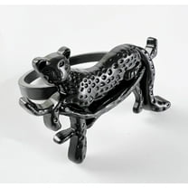 Fennco Styles Leopard Metal Napkin Rings, Set of 4 – Black Animal Napkin Holders for Home Décor, Dining Table, Family Gathering, Themed Party, Banquet and Special Occasion