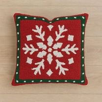 Fennco Styles Loop Tufted Snowflake Christmas Filled Throw Pillow – 17" X 17" Festive Red Cushion Cover for Winter Holiday Décor, Sofa, Couch, or Bed