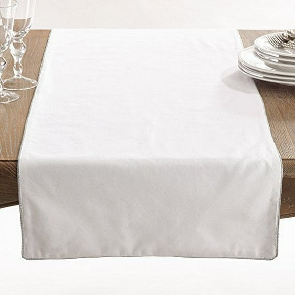 Fennco Styles Luana Collection Shimmering Border Design Table Runner - 2 Colors - 18"x72" (Silver)