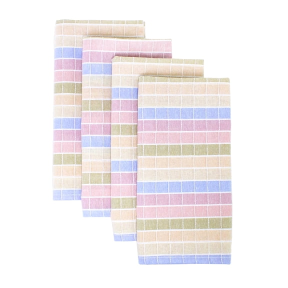 Fennco Styles Luscious Stitched Checkered Cotton Cloth Napkins 20 x 20 Inch, Set of 4