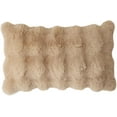 thumbnail image 1 of Fennco Styles Luxury Faux Fur Decorative Lumbar Throw Pillow Cover 12" W X 20" L – Brown Plush Fluffy Cushion Case for Couch, Bedroom, Living Room and Office Décor, 1 of 7