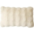 thumbnail image 1 of Fennco Styles Luxury Faux Fur Decorative Lumbar Throw Pillow Cover 12" W X 20" L – Ivory Plush Fluffy Cushion Case for Couch, Bedroom, Living Room and Office Décor, 1 of 7